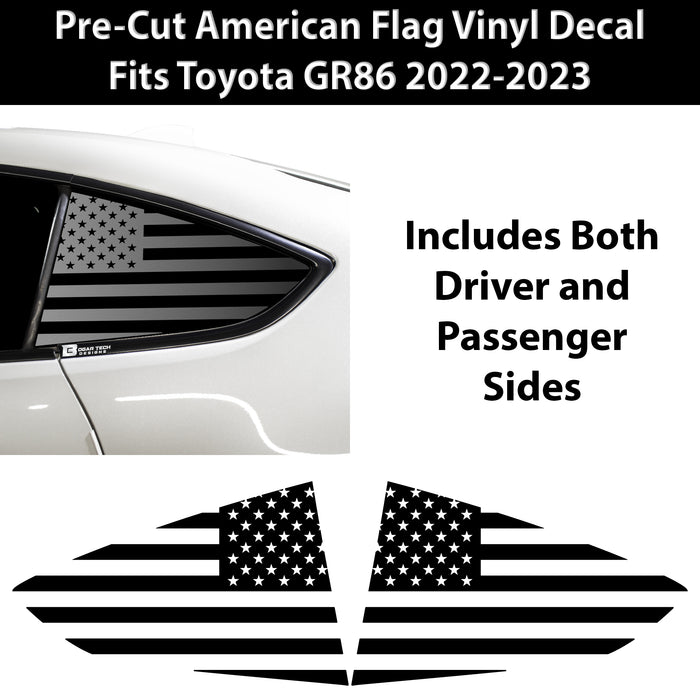 American Flag Rear Side Quarter Window Precut Decal Stickers Fits Toyota GR86 2022 - 2025 - Bogar Tech Designs
