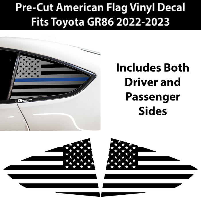 American Flag Rear Side Quarter Window Precut Decal Stickers Fits Toyota GR86 2022 - 2025 - Bogar Tech Designs