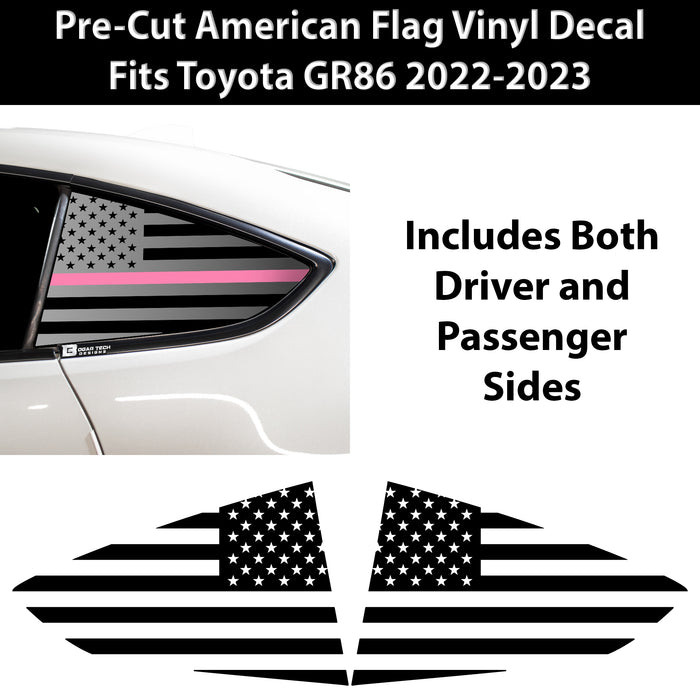 American Flag Rear Side Quarter Window Precut Decal Stickers Fits Toyota GR86 2022 - 2025 - Bogar Tech Designs