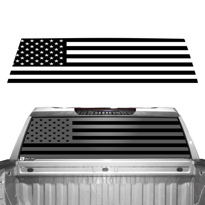 American Flag Rear Window Vinyl Decal Stickers Fits Chevy Silverado GMC Sierra 2019 - 2025 - Bogar Tech Designs