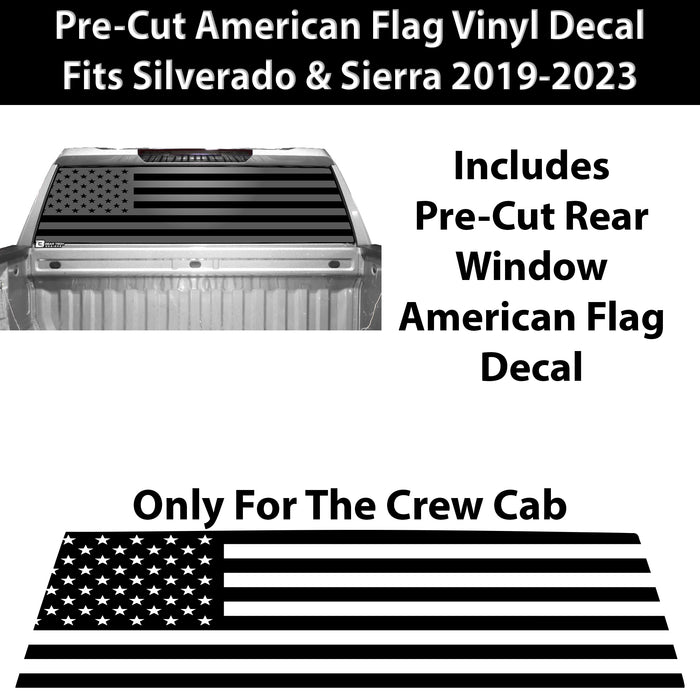 American Flag Rear Window Vinyl Decal Stickers Fits Chevy Silverado GMC Sierra 2019 - 2025 - Bogar Tech Designs