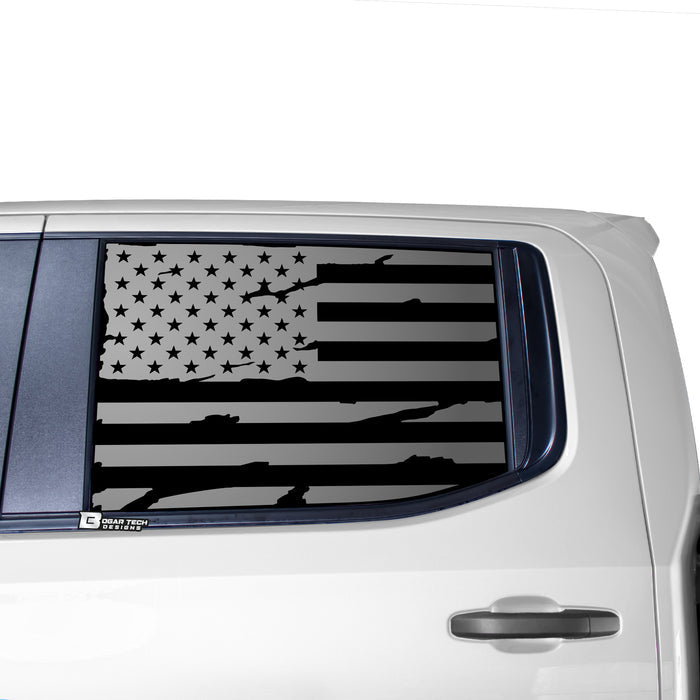 American Flag Side Window Vinyl Decal Stickers Fits Chevy Silverado GMC Sierra 2019 - 2025 - Bogar Tech Designs