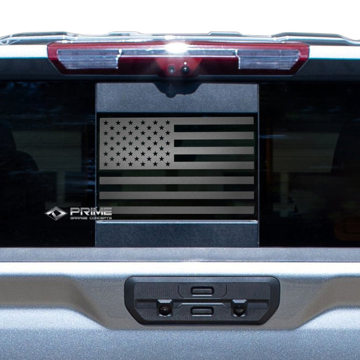 Rear Back Middle Window American Flag Vinyl Decal Stickers Fits Chevy Silverado and GMC Sierra 2019 - 2025 - Bogar Tech Designs