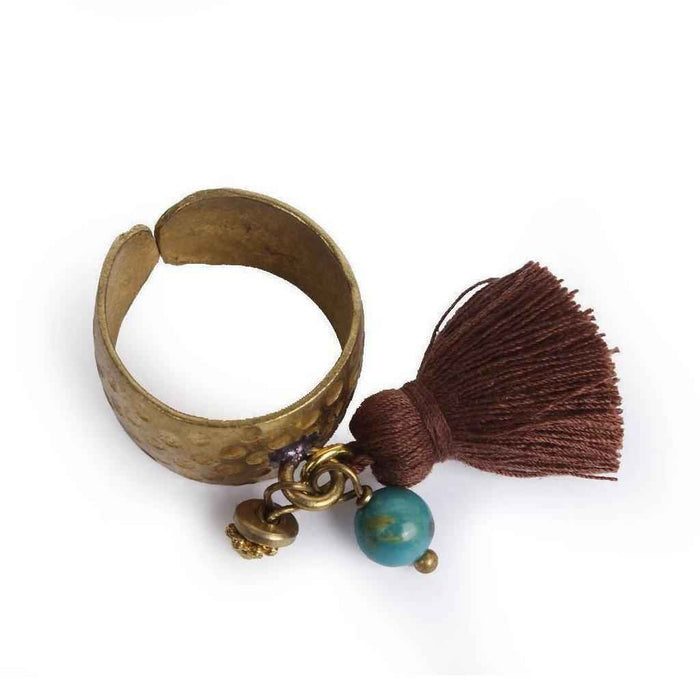 Aneesa Tassel Brass Adjustable Ring - Thailand