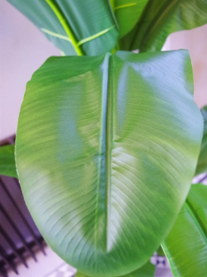 Artificial Banana Tree Tropical Plant HUGE 6ft Gold Metal Planter-1