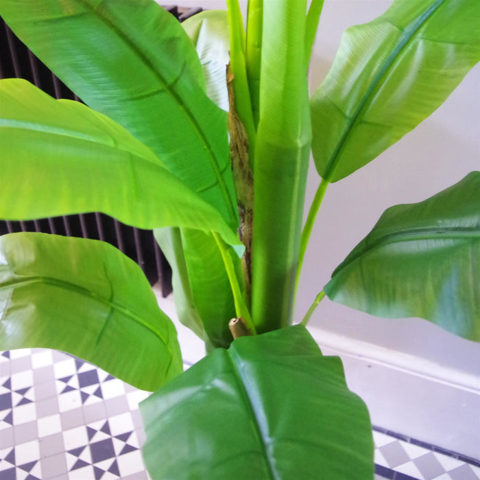 Artificial Banana Tree Tropical Plant HUGE 6ft Gold Metal Planter-2