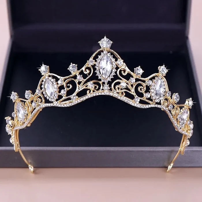 Wedding Hair Accessories - Delicate Crystal Bridal Tiara - Silver & Gold