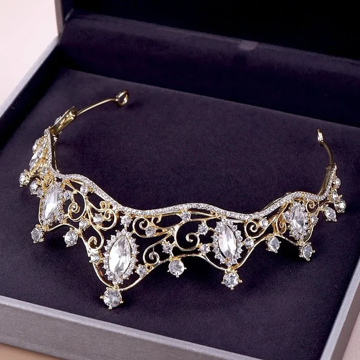 Wedding Hair Accessories - Delicate Crystal Bridal Tiara - Silver & Gold