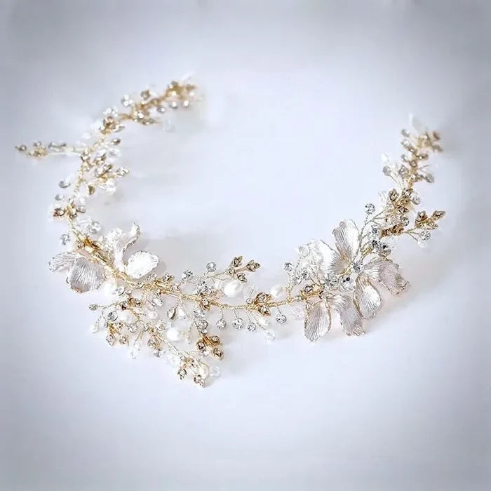 Wedding Hair Accessories - Pearl and Crystal Bridal Headband - Available in Gold and Silver