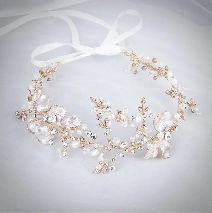 Wedding Hair Accessories - Pearl and Crystal Bridal Headband - Available in Gold and Silver
