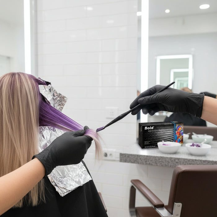 Aurelia Bold Black Nitrile Powder-Free Disposable Gloves for Professional Hairdressers, Beauty Salons and Barbers
