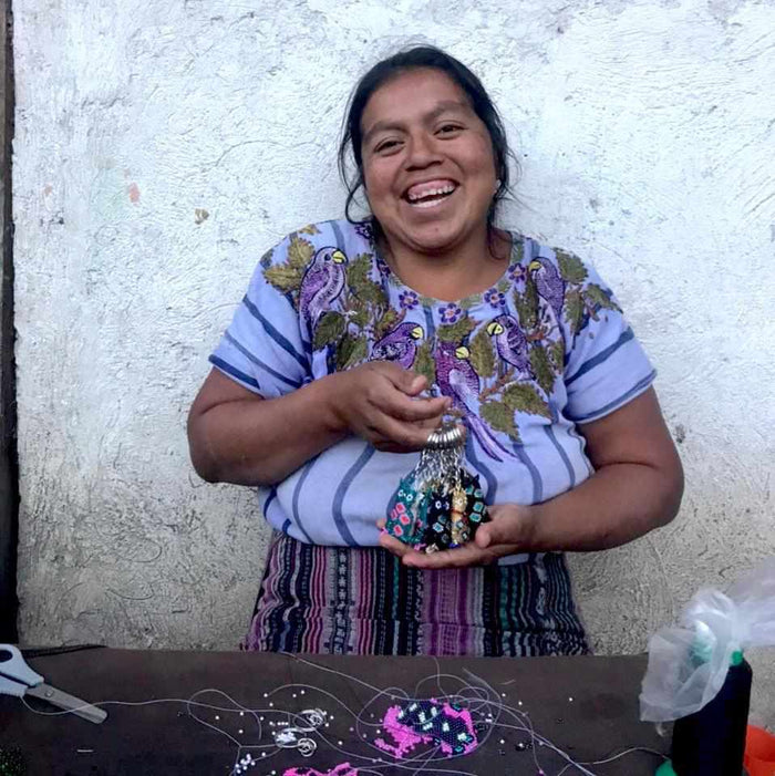 Baby Bee Seed Bead Key Chain - Guatemala
