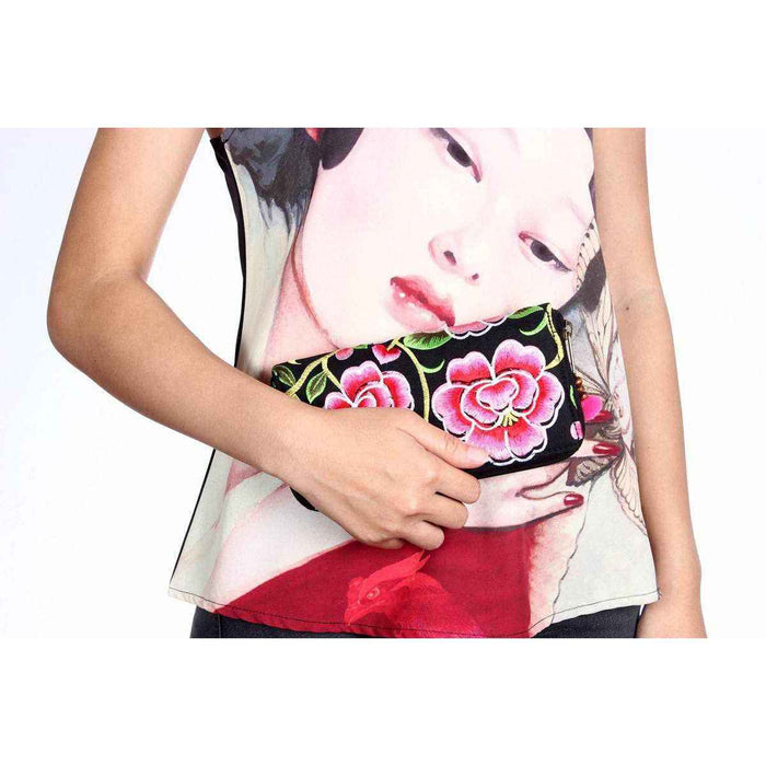 Bali Flower Embroidered Wallet - Thailand