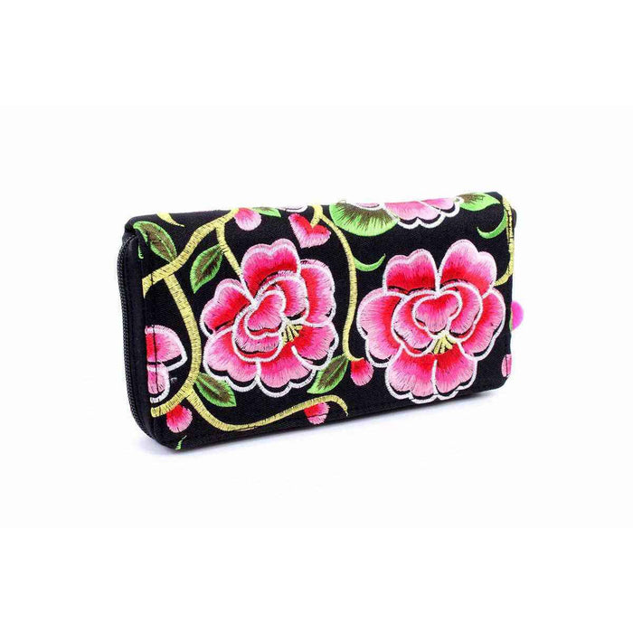 Bali Flower Embroidered Wallet - Thailand
