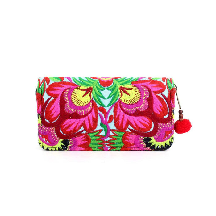 Bali Flower Embroidered Wallet - Thailand