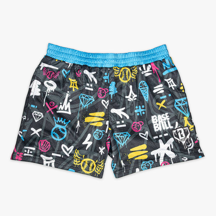 Baseball Lifestyle 101 Youth Graffiti Drip Shorts Apparel Baseball Lifestyle 101 Black Youth Small
