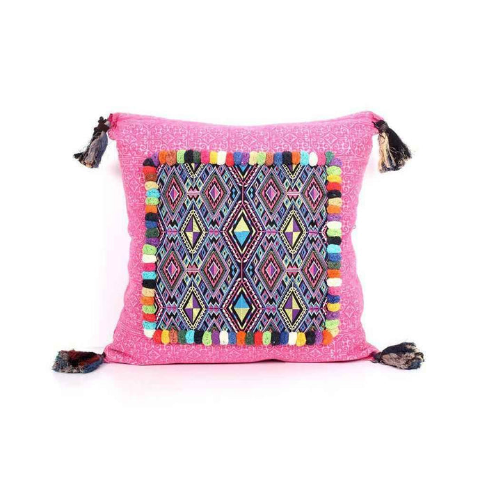 Batik Printed Embroidery Fabric Geometric Cushion- Thailand
