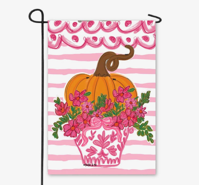 Baxter & Me Pretty Pink Scallop Pumpkin Garden Flag
