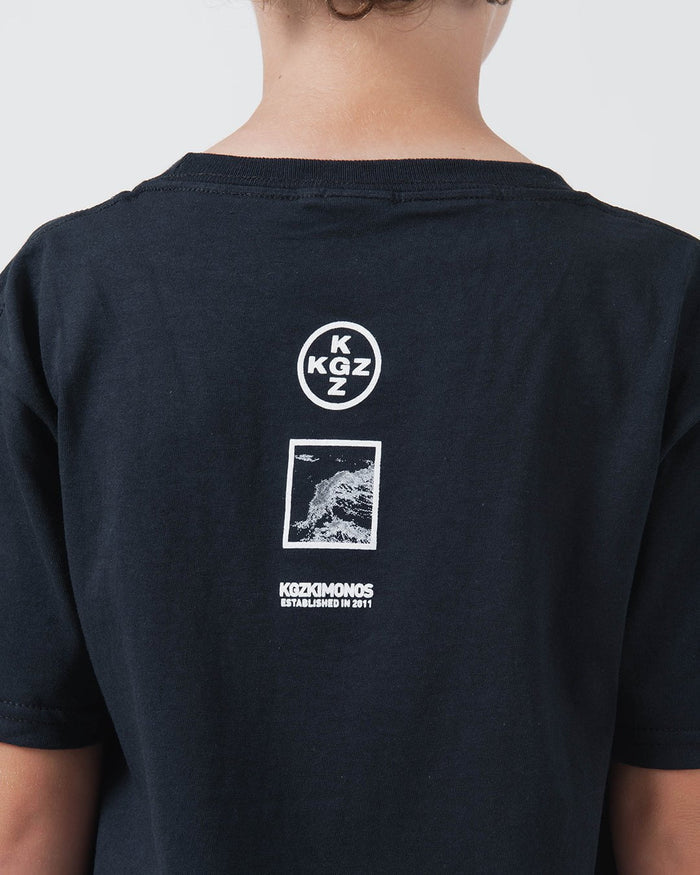 Kingz Be Fluid Youth Tee Black - Back View Youth Black Tee White KGZ Circle Logo Graphic Text Lower Back Streetwear [color:Black]