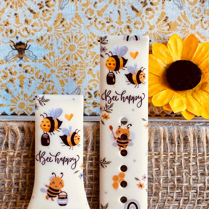 Bee Happy Print Silicone Band For Samsung Watch