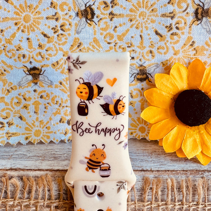 Bee Happy Print Silicone Band For Samsung Watch