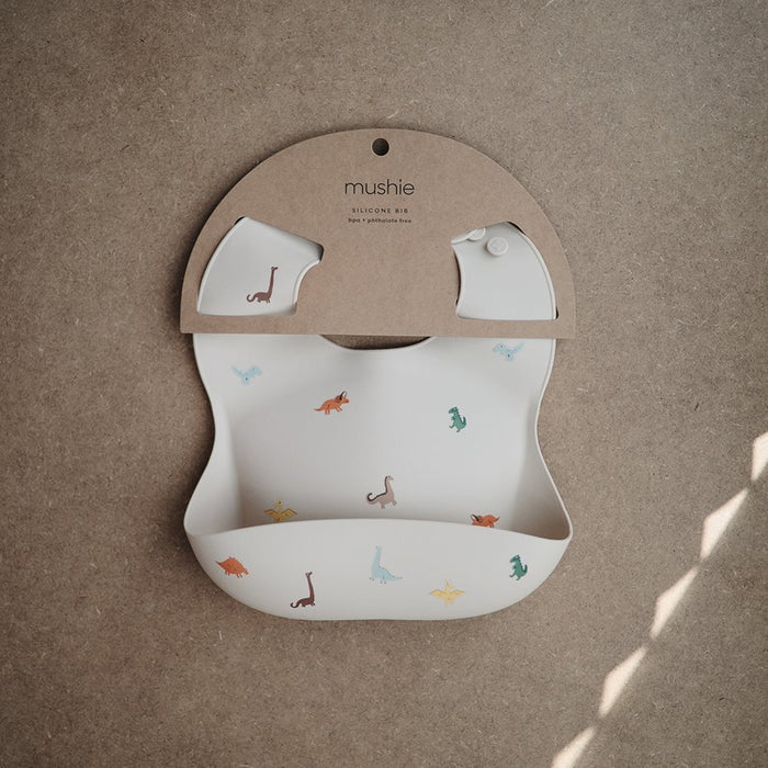 Mushie - Bib - Silicone - Dinosours - Lifestyle Cut