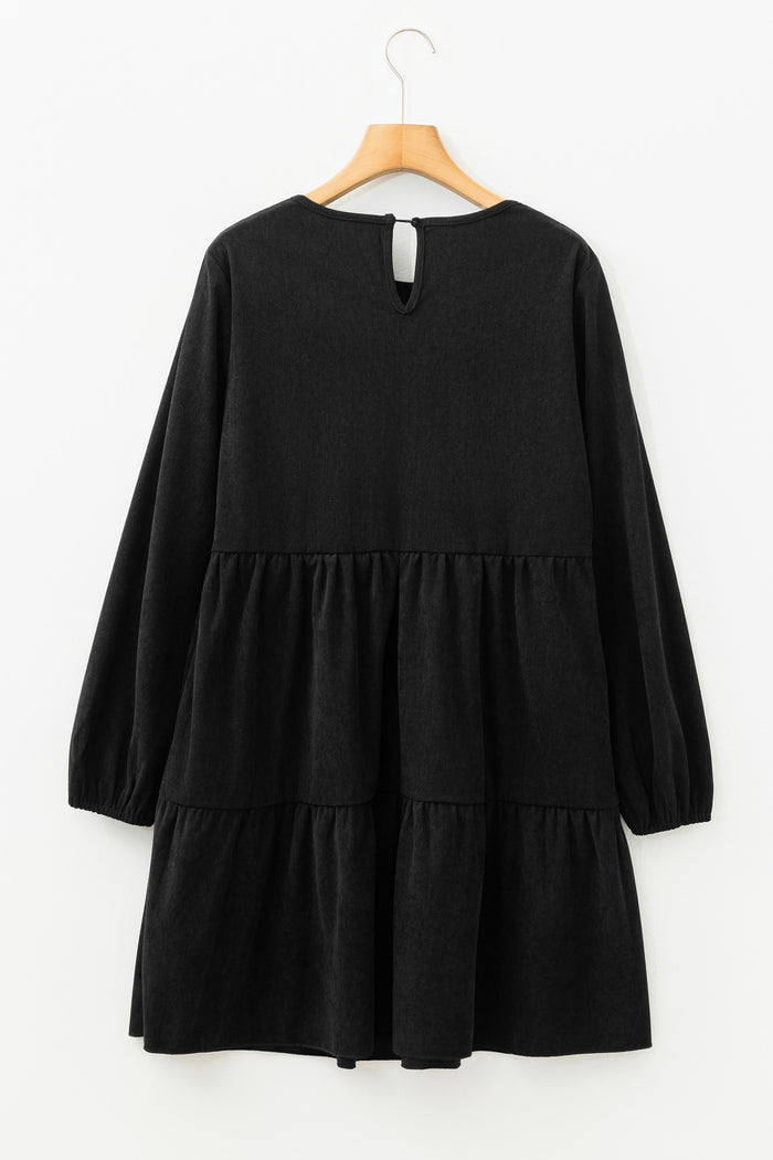 Black Lantern Sleeve Tiered Mini Dress 🇺🇸