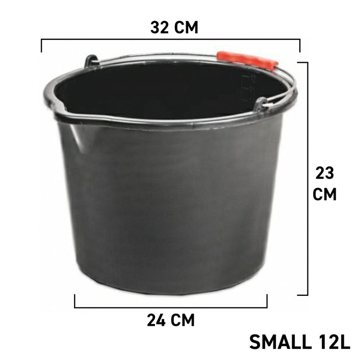 Black PP Bucket 12L Outdoor Watering Kit DIY Workshop Accessory