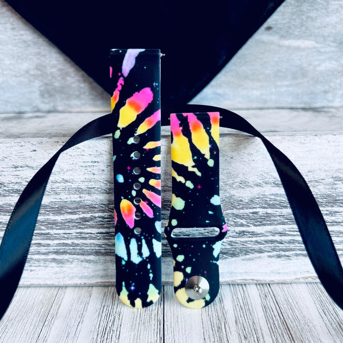 Black Tie Dye Print Silicone Band For Samsung Watch - Fancy Bands