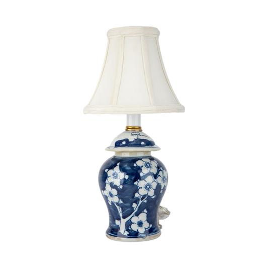 Blue Floral Jar Tiny Lamp