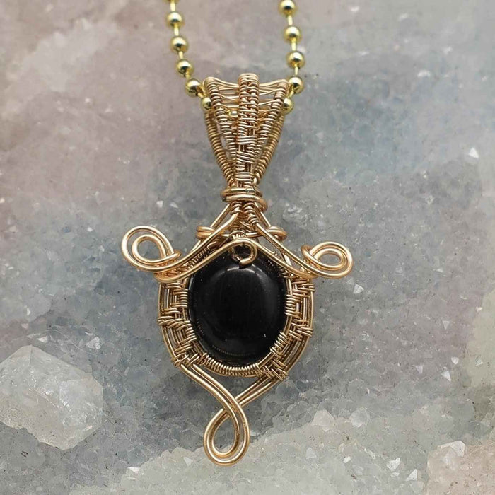 Blue Sandstone Copper Wire Wrap Crystal Pendant Necklace