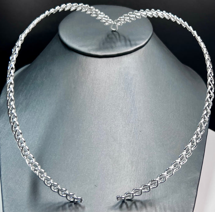 Braided Crown - 14" Silver Wire Headpiece Festival Bridal Accessory back view