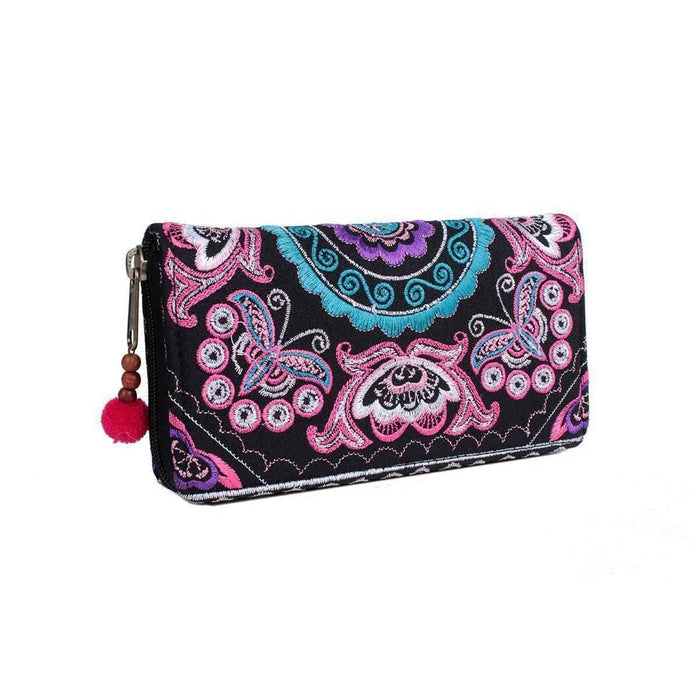 Butterfly Embroidered Wallet - Thailand