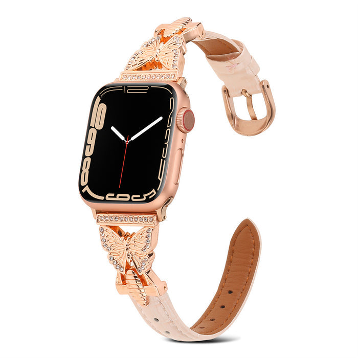 Butterfly Luxe Faux Leather Band For Apple Watch Multiple Colors Available â Butterfly Accent with SparkleIntricately designed metal butterfly charm with mini crystal embellishments that catch the...
