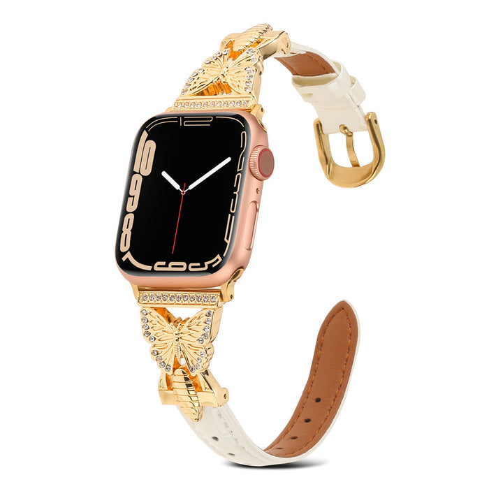Butterfly Luxe Faux Leather Band For Apple Watch Multiple Colors Available â Butterfly Accent with SparkleIntricately designed metal butterfly charm with mini crystal embellishments that catch the...