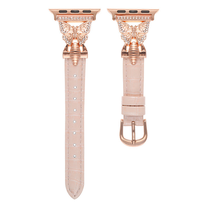Butterfly Luxe Faux Leather Band For Apple Watch Multiple Colors Available â Butterfly Accent with SparkleIntricately designed metal butterfly charm with mini crystal embellishments that catch the...