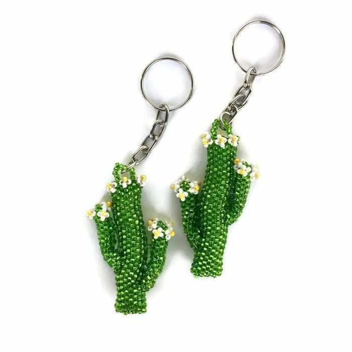 Cactus Seed Bead Key Chain - Guatemala