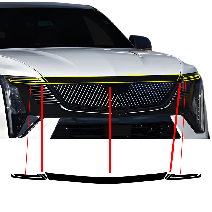 Fits Cadillac Escalade IQ 2025-2026 Vinyl Chrome Delete Grille Blackout Decal Stickers Overlay Film - Bogar Tech Designs