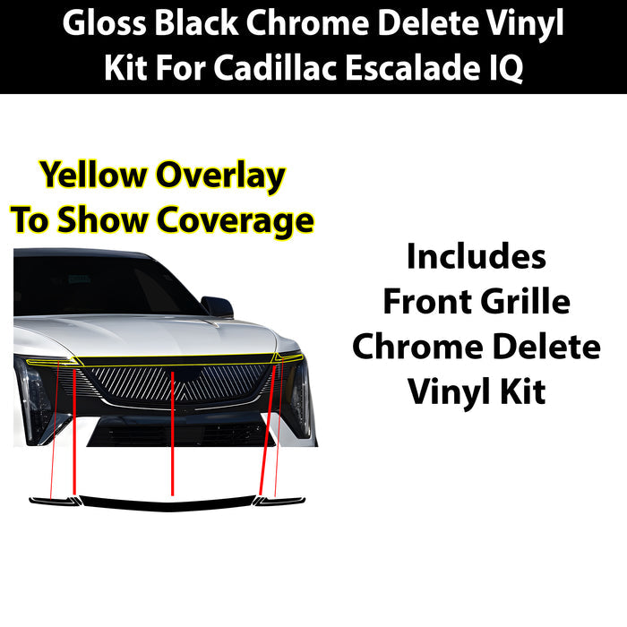 Fits Cadillac Escalade IQ 2025-2026 Vinyl Chrome Delete Grille Blackout Decal Stickers Overlay Film - Bogar Tech Designs