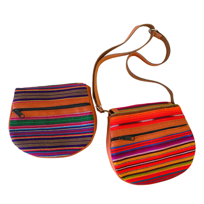 Camila Leather Huipil Crossover Purse - Guatemala
