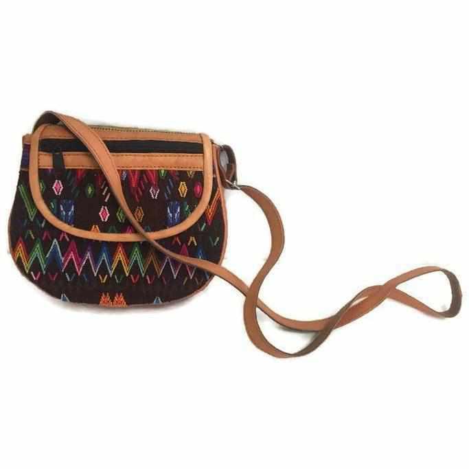 Camila Leather Huipil Crossover Purse - Guatemala