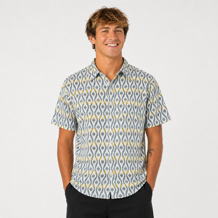 Camisa Men Wedge Organic Short Sleeve Light Blue