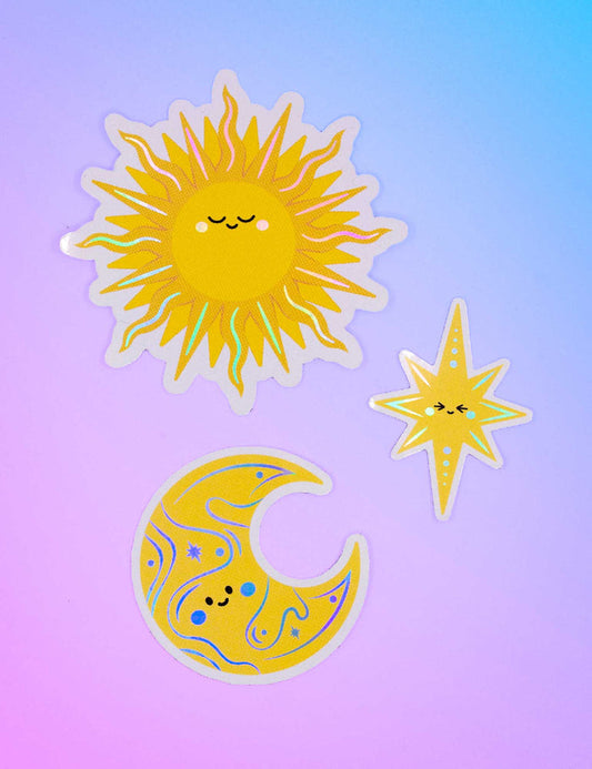 Celestial holographic sticker set