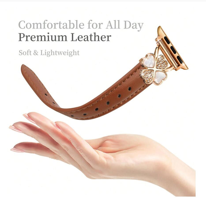 Charmed Clover Leather Band For Apple Watch Multiple Colors Available â Charmed Clover Leather Collection â¨ Where Elegance Meets Everyday Wear â¨ Timeless.