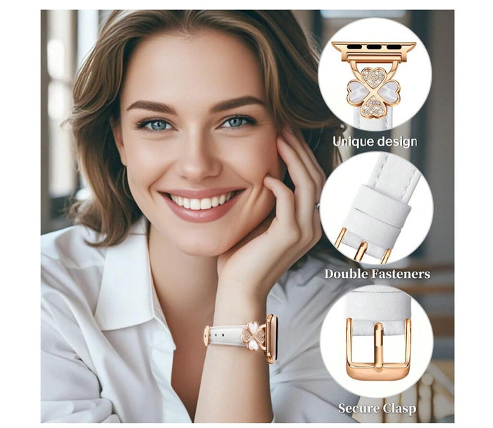 Charmed Clover Leather Band For Apple Watch Multiple Colors Available â Charmed Clover Leather Collection â¨ Where Elegance Meets Everyday Wear â¨ Timeless.