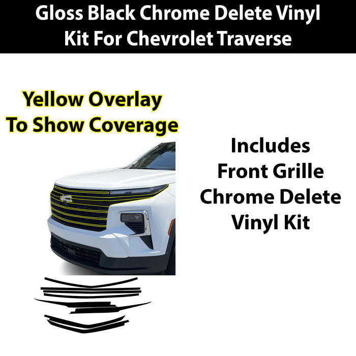 Fits Chevrolet Traverse 2024-2026 Vinyl Chrome Delete Grille Blackout Decal Stickers Overlay Film - Bogar Tech Designs