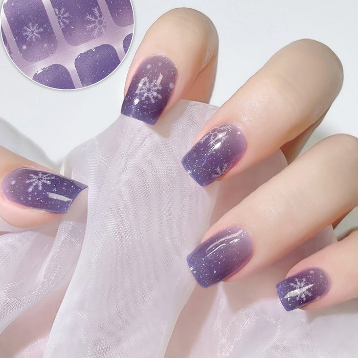 Christmas Glitter Gel Nail Strips on Hand - Holiday Glitter Semicured UV Nail Stickers