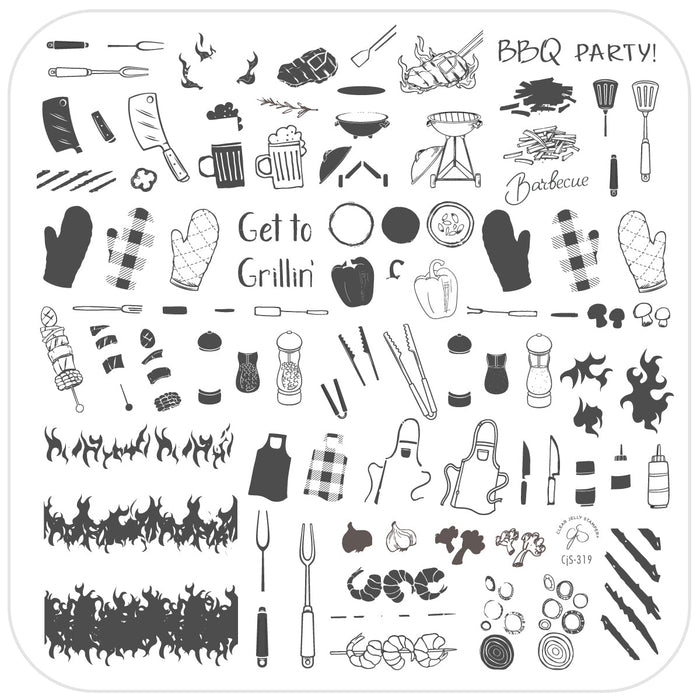 CJS-319 - Get to Grillin' | Clear Jelly Stamping Plate