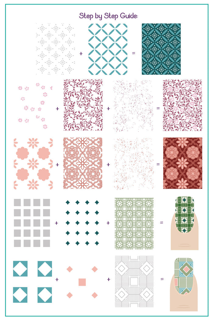 CjS-339 - Full Nail Fab - Floral Baroque Geo | Clear Jelly Stamping Plate