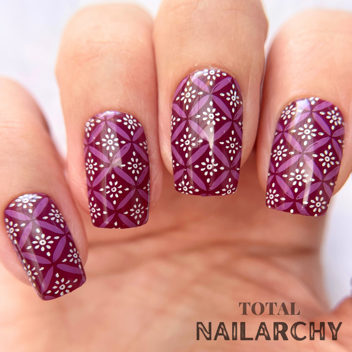 CjS-339 - Full Nail Fab - Floral Baroque Geo | Clear Jelly Stamping Plate